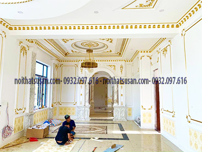 Trần thạch cao nhà hàng tân cổ điển
