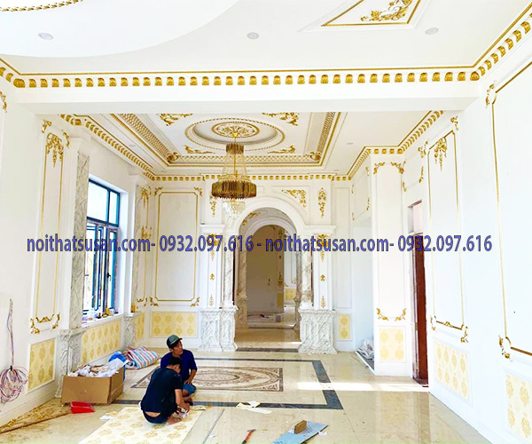 Trần thạch cao nhà hàng tân cổ điển 1