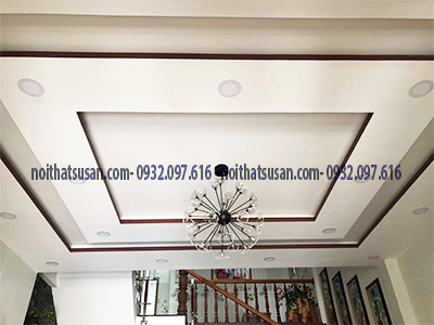 Trần thạch cao phòng khách hiện đại