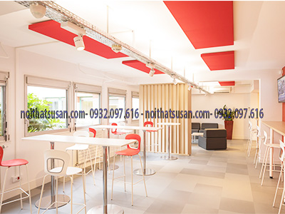 Trần thạch cao quán trà sữa hiện đại
