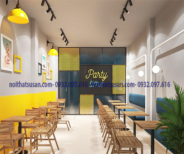 Trần thạch cao quán trà sữa 1