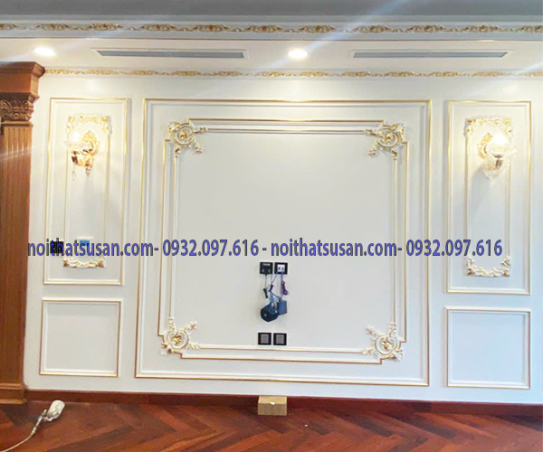 Vách ngăn thạch cao phòng khách 1