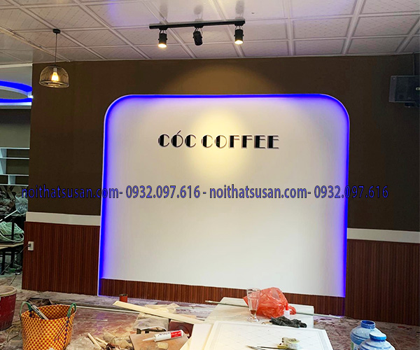Vách ngăn thạch cao quán cafe 1