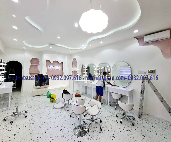 Vách ngăn thạch cao tiệm Spa 1